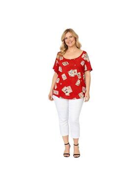 2/$30 New Collectif Red Playing Cards Size 24 Francois Cat Croupier Print Viscos